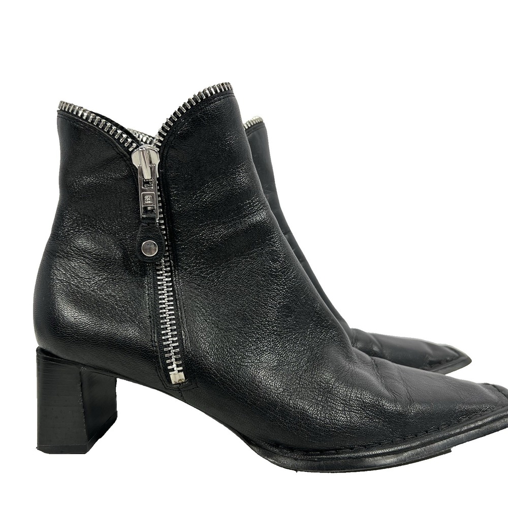 Alexander Wang Lane Ankle Bootie Womens 40/US 9M Black Leather Zipper Square Toe